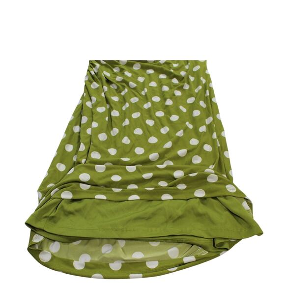 NWT Ronni Nicole Green Polka Dot Ruched Sheath Dress Size 8 - Picture 3 of 9